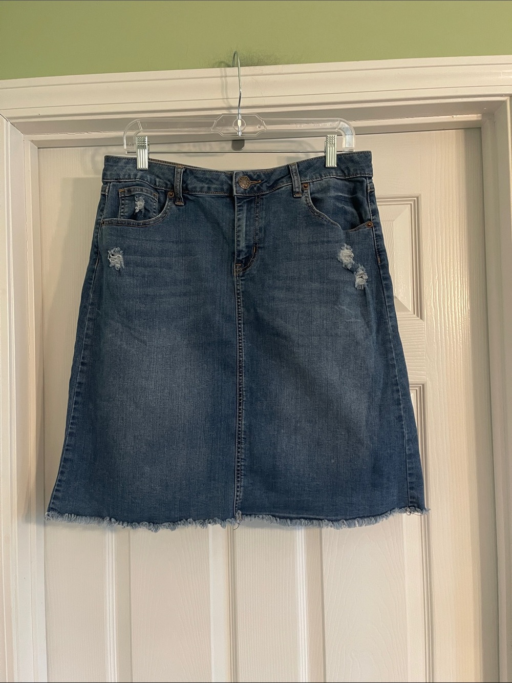 Distressed Denim Jean Skirt-Sz 12